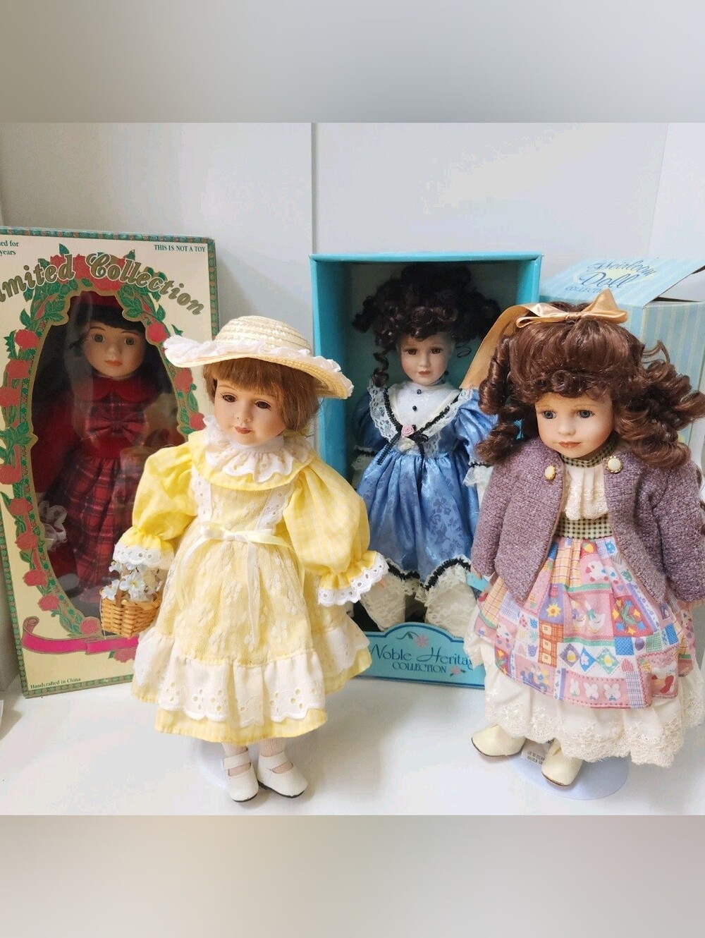 Vintage Porcelain Doll Collection, Beautiful Assortment of  Four Dolls